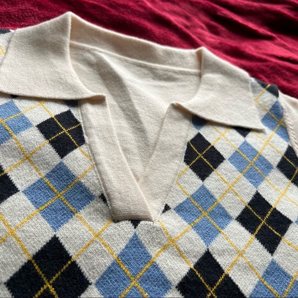 Patternâcollar crop sweater - Picture 4 of 9